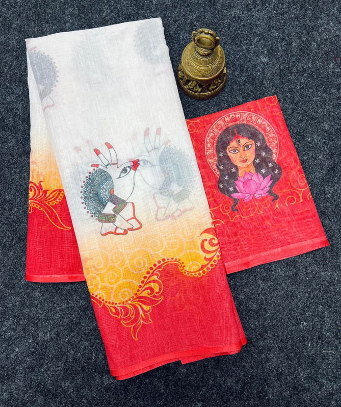 MG 471 Navdurga Navratri Special Plain Linen Sarees Wholesale Shop In Surat